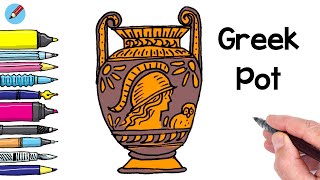 How to Draw an Ancient Greek Pot Real Easy  Volute Krater [upl. by Navi]