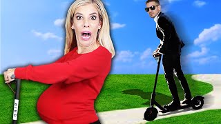 My First Pregnant Scooter Chase for 24 Hours Worst Pregnancy Challenge  Rebecca Zamolo [upl. by Adnohsirk]