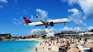 The most extreme beach in the world Maho Beach in Sint Maarten Caribbean [upl. by Irap]