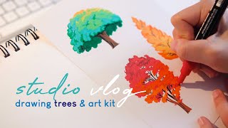 Drawing Simple Trees  Posca Colour Swatches  Art Kit Info [upl. by Anoo]