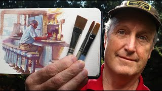 Gouache Painting Demo Drawing With a Brush [upl. by Chaworth]