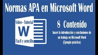 Vídeo 8 hacer introducción y conclusión en un trabajo de Word según normas APA sexta edición [upl. by Noryv]