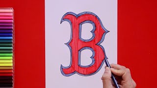 How to draw Boston Red Sox Logo MLB Team [upl. by Canter55]