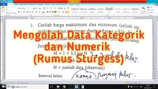 Dasar Biostatistik  Mengelola Data Numerik dan Kategorik Menjadi Tabel Frekuensi Rumus Sturgess [upl. by Kalindi]