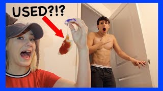 USED BLOODY TAMPON PRANK He FREAKS out [upl. by Eanad]