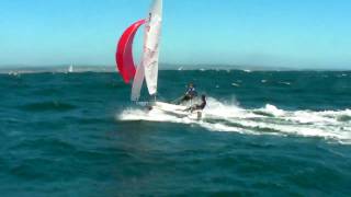 420 sailing reach with spinnaker 35 knots [upl. by Seto]