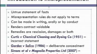 Misrepresentation Lecture 1 of 4 [upl. by Odlanier636]