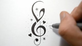 How to Incorporate Initials into Music Notes  Tattoo Design [upl. by Mossman]