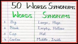 50 Synonyms words in english  what is synonyms of  English synonyms [upl. by Hisbe354]