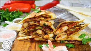 Cheesy Breakfast Quesadilla With Shrimps [upl. by Ahtan]