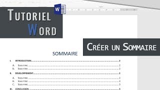 Word  Sommaire Automatique [upl. by Sproul]