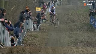 Mathieu van der Poel vs Tom Pidcock Cyclocross Skills Competition [upl. by Annaynek]